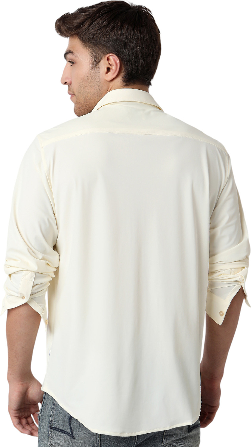 Image of Spykar Men Solid Casual Beige Shirt