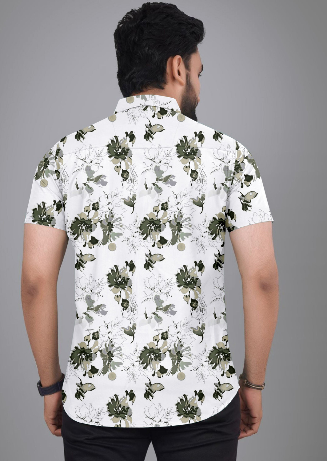 Image of MDULFAT Men Printed Casual Green Shirt