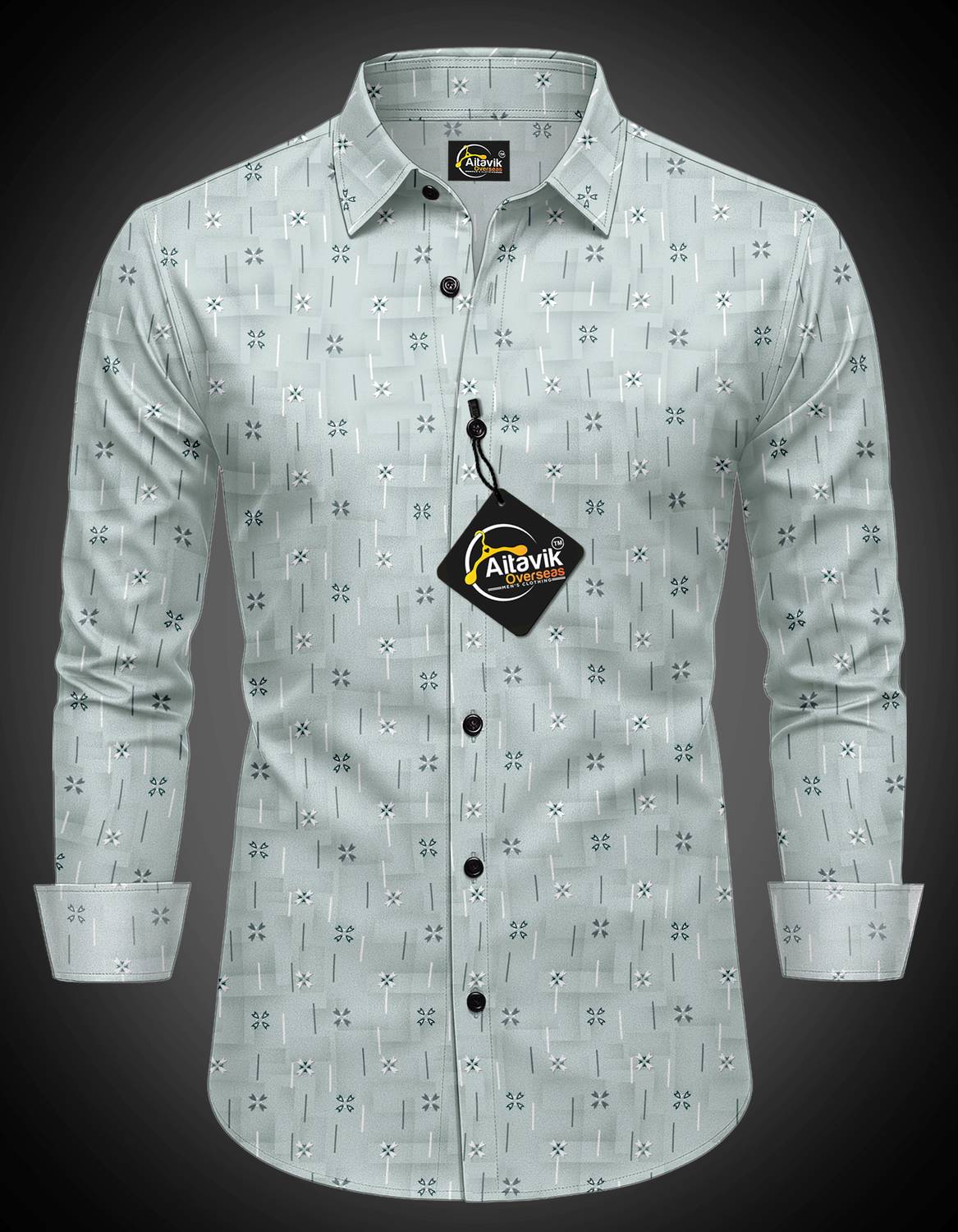 AITAVIKOVERSEAS Men Printed Casual Light Green Shirt