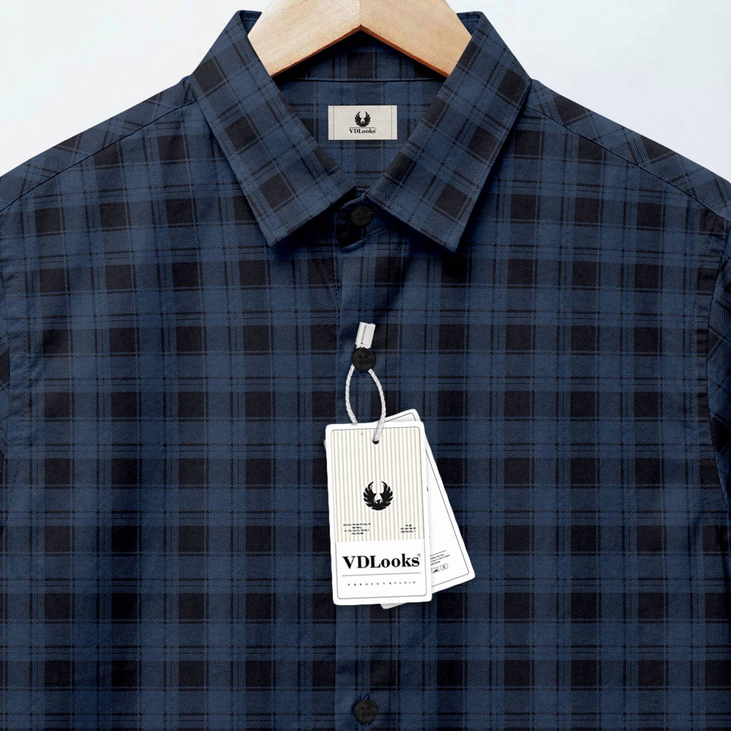 VD Looks Men Checkered Casual Blue, Black Shirt - Image 3