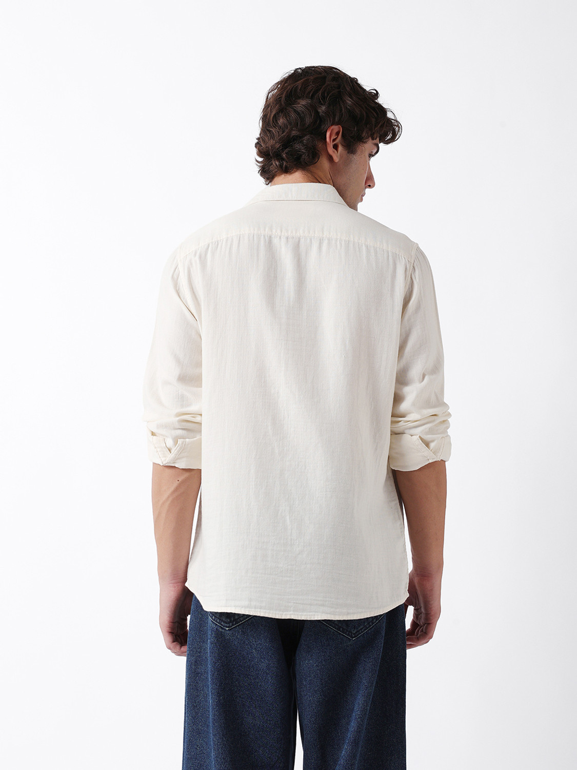 Image of THE BEAR HOUSE Men Solid Casual Beige Shirt