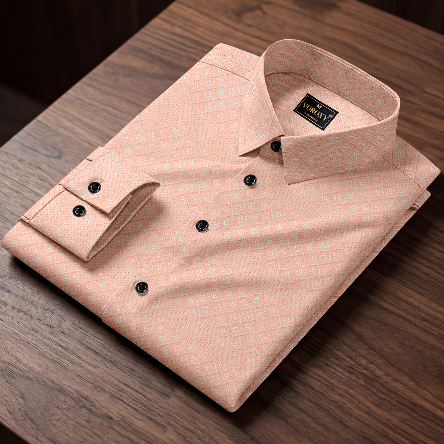 Image of Voroxy Men Self Design Casual Pink Shirt