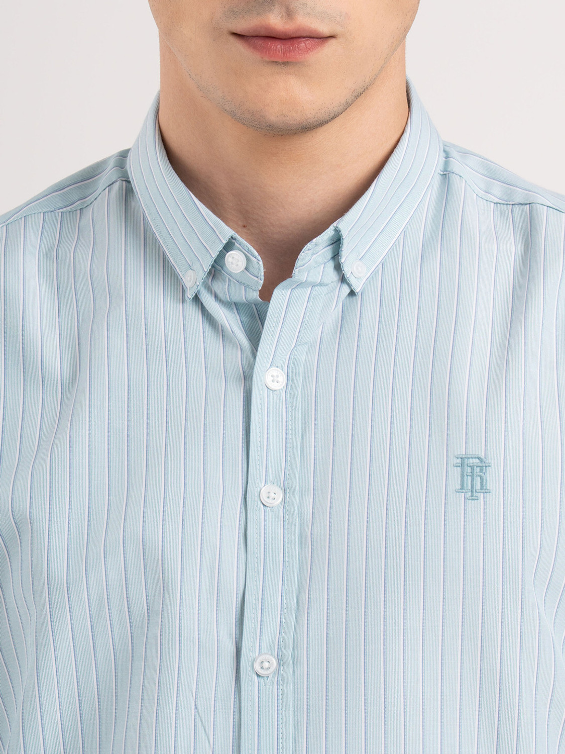Image of RED TAPE Men Striped Casual Blue Shirt