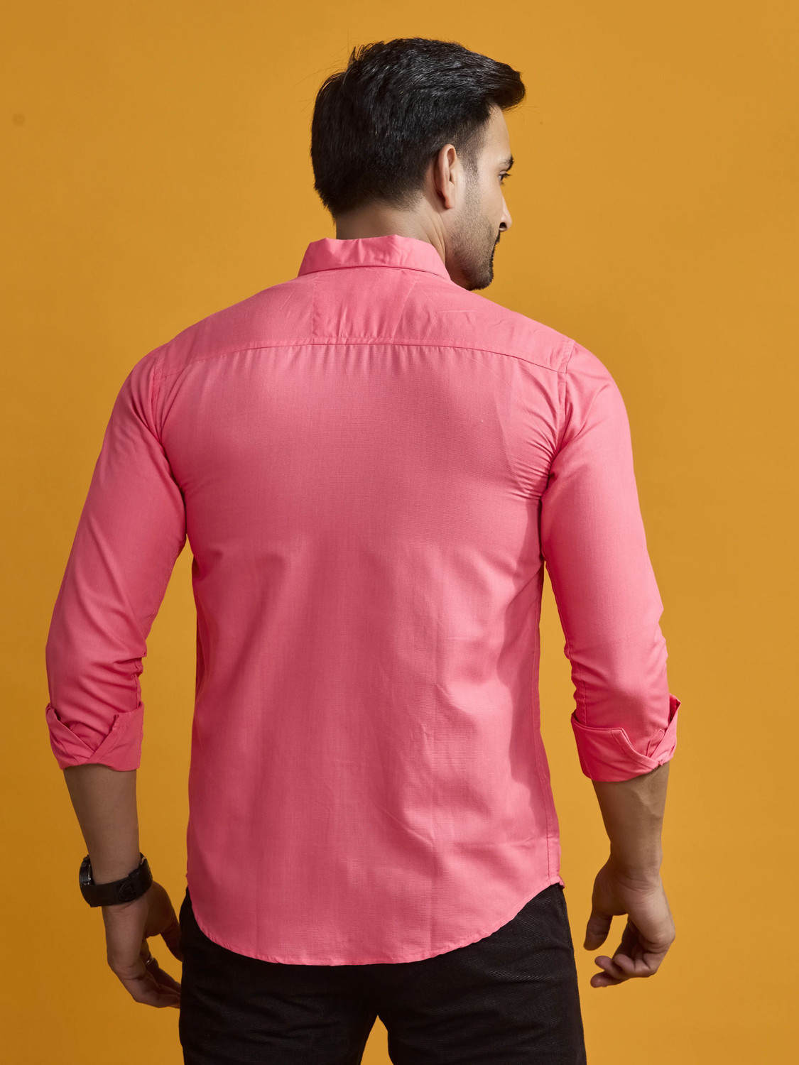 Image of STONEBERG Men Solid Formal Pink Shirt