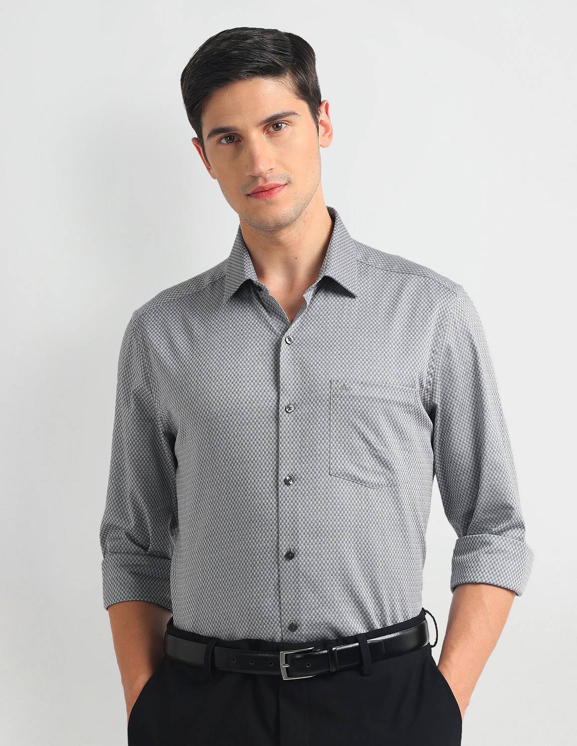 ARROW Men Slim Fit Self Design Spread Collar Formal Shirt