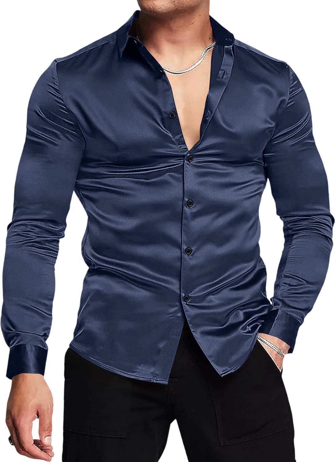 bellstone Men Solid Casual Dark Blue Shirt