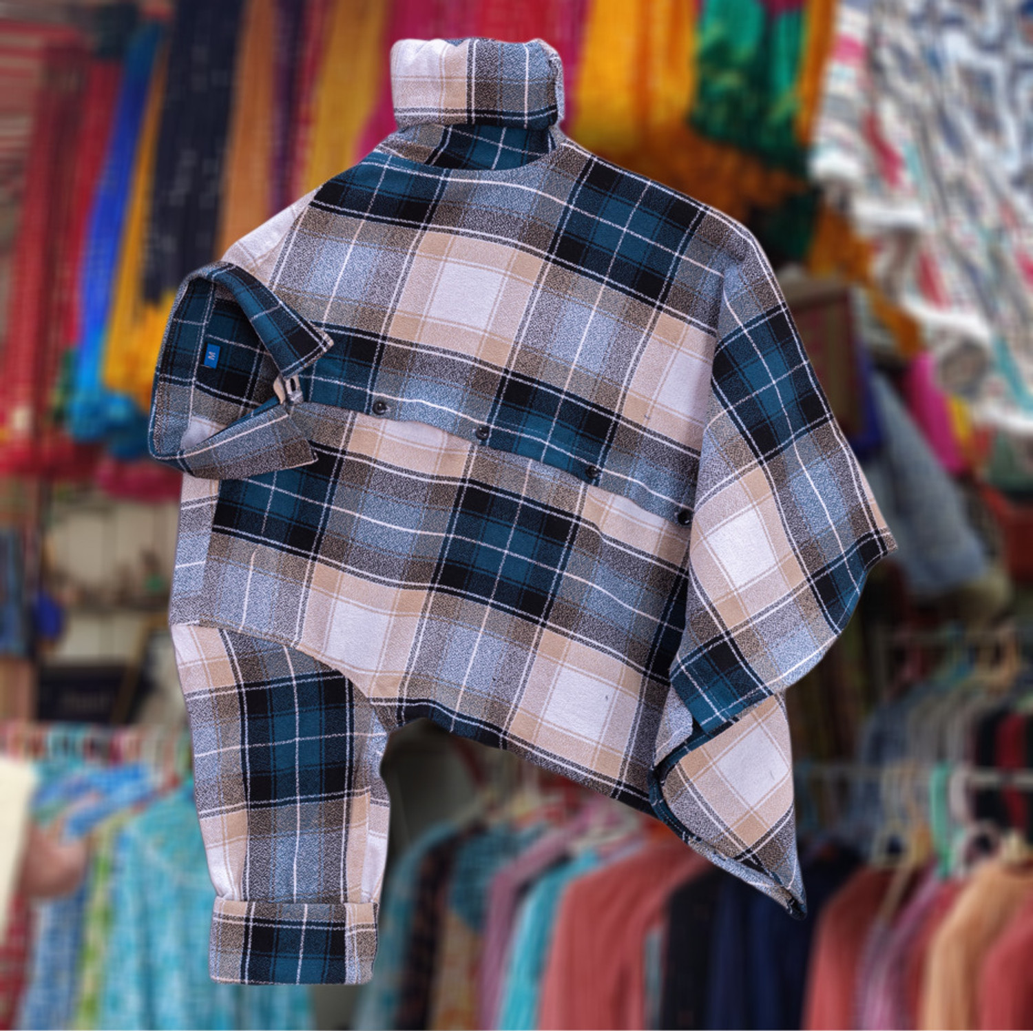 Image of THE BRAVES MANUFACTURER Men Checkered Casual Light Blue Shirt