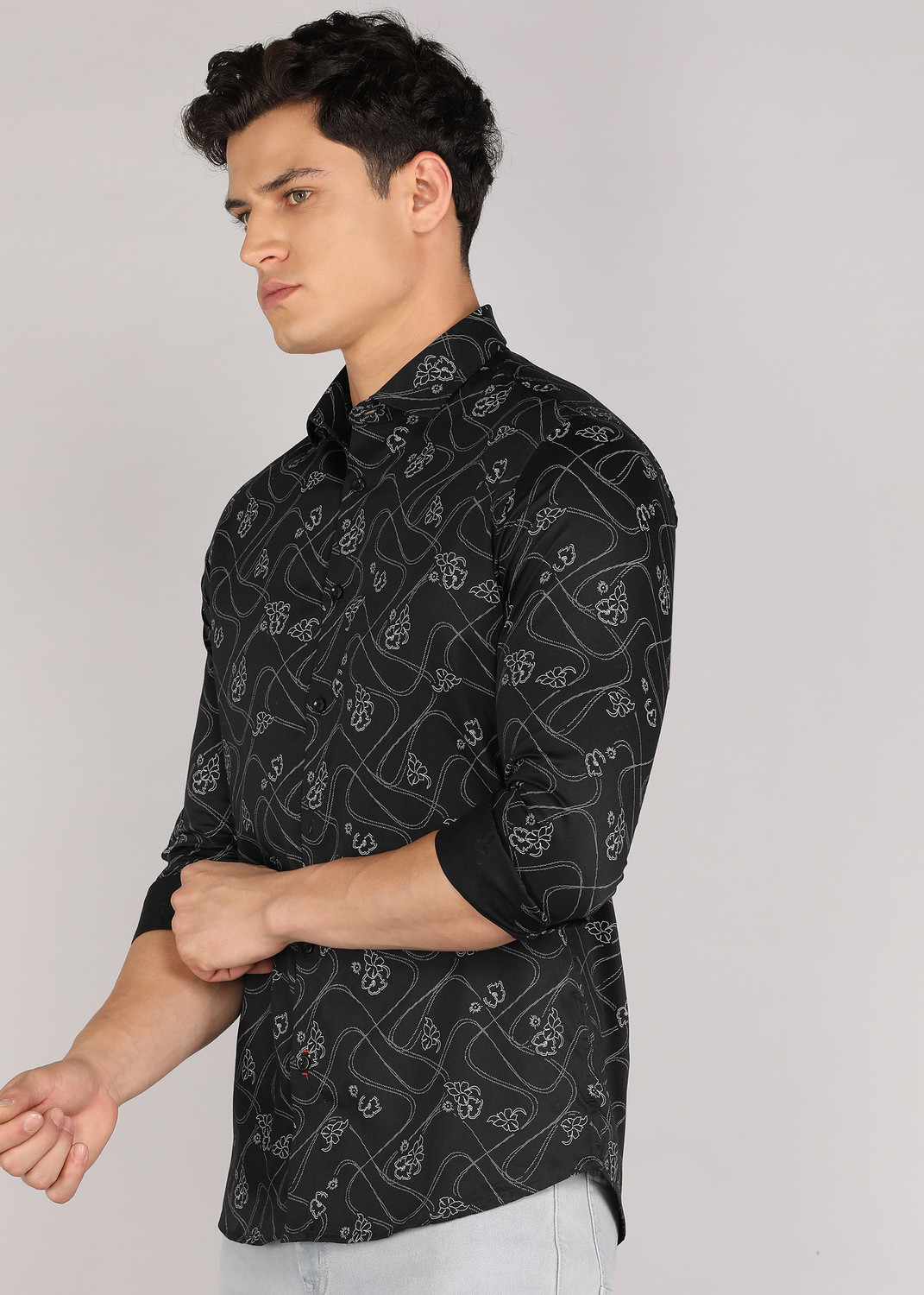 Image of KILLER Men Printed Casual Black Shirt