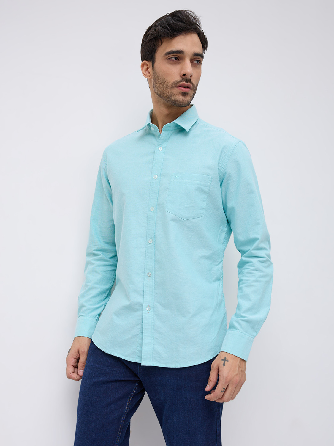 Image of KILLER Men Solid Casual Green Shirt