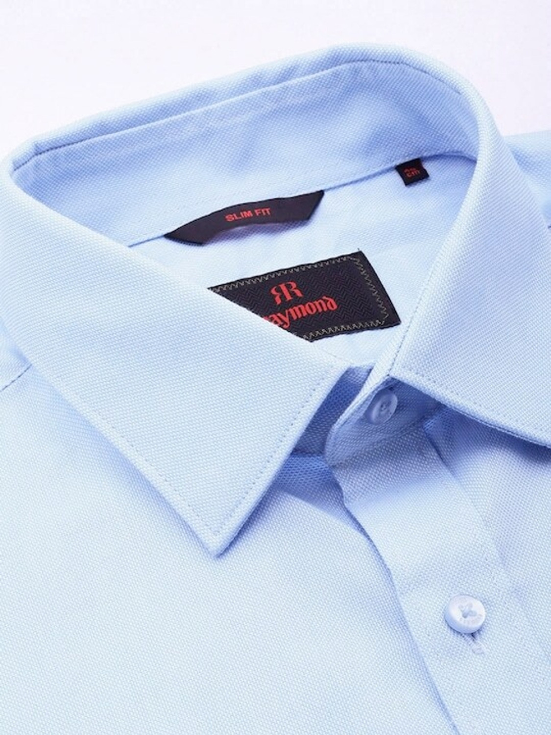 Image of Raymond Men Self Design Formal Blue Shirt