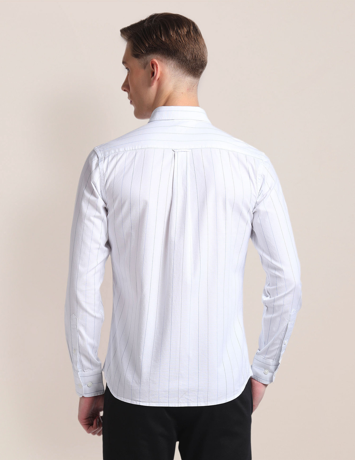 Image of U.S. POLO ASSN. Men Striped Casual White, Blue Shirt