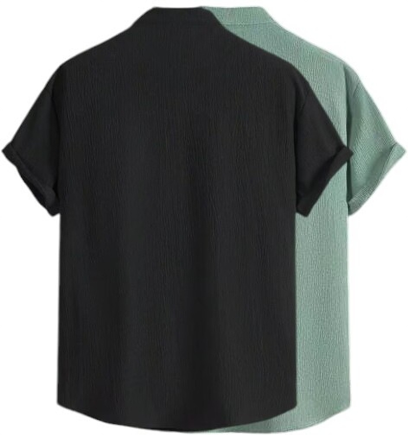 Image of METRONAUT Men Solid Casual Black, Light Green Shirt