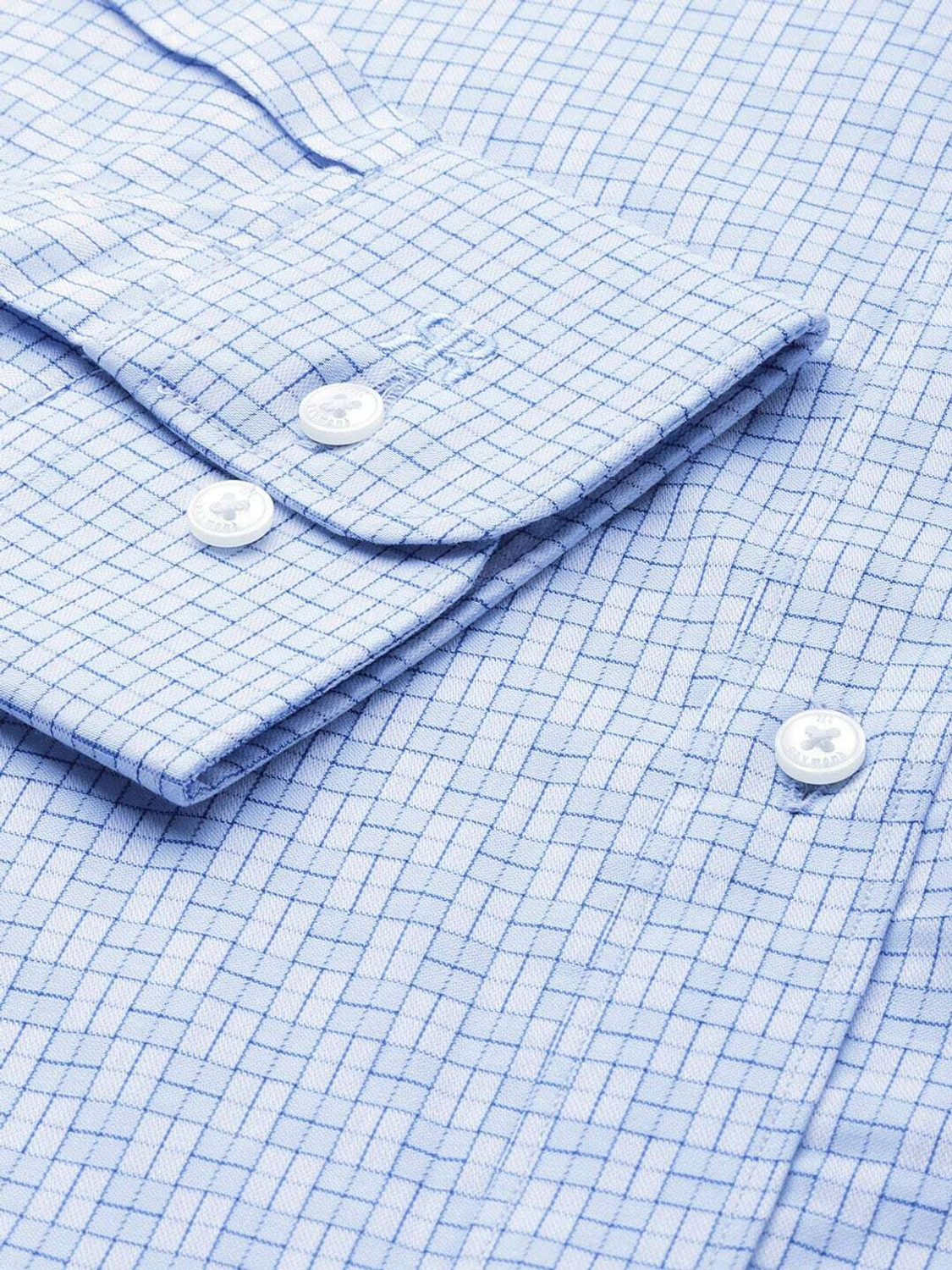 Image of Raymond Men Checkered Formal Light Blue Shirt