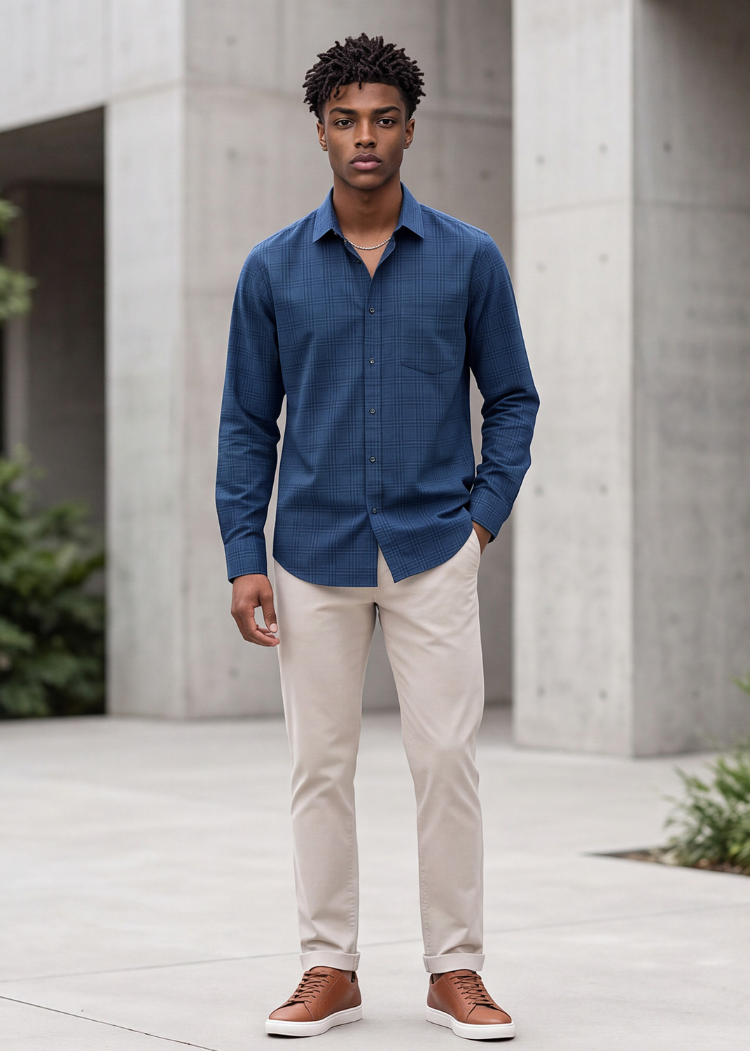Image of KILLER Men Slim Fit Checkered Formal Shirt