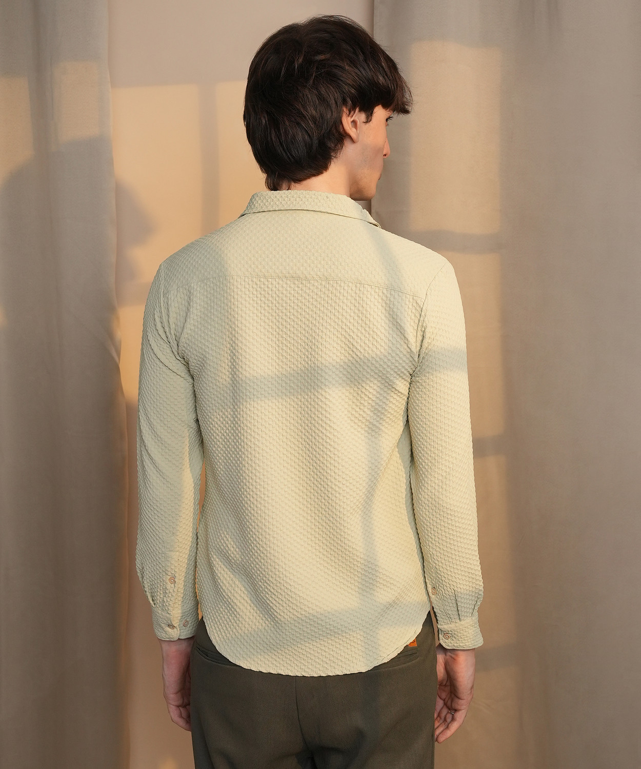 Image of CAHOOT Men Striped Casual Cream Shirt