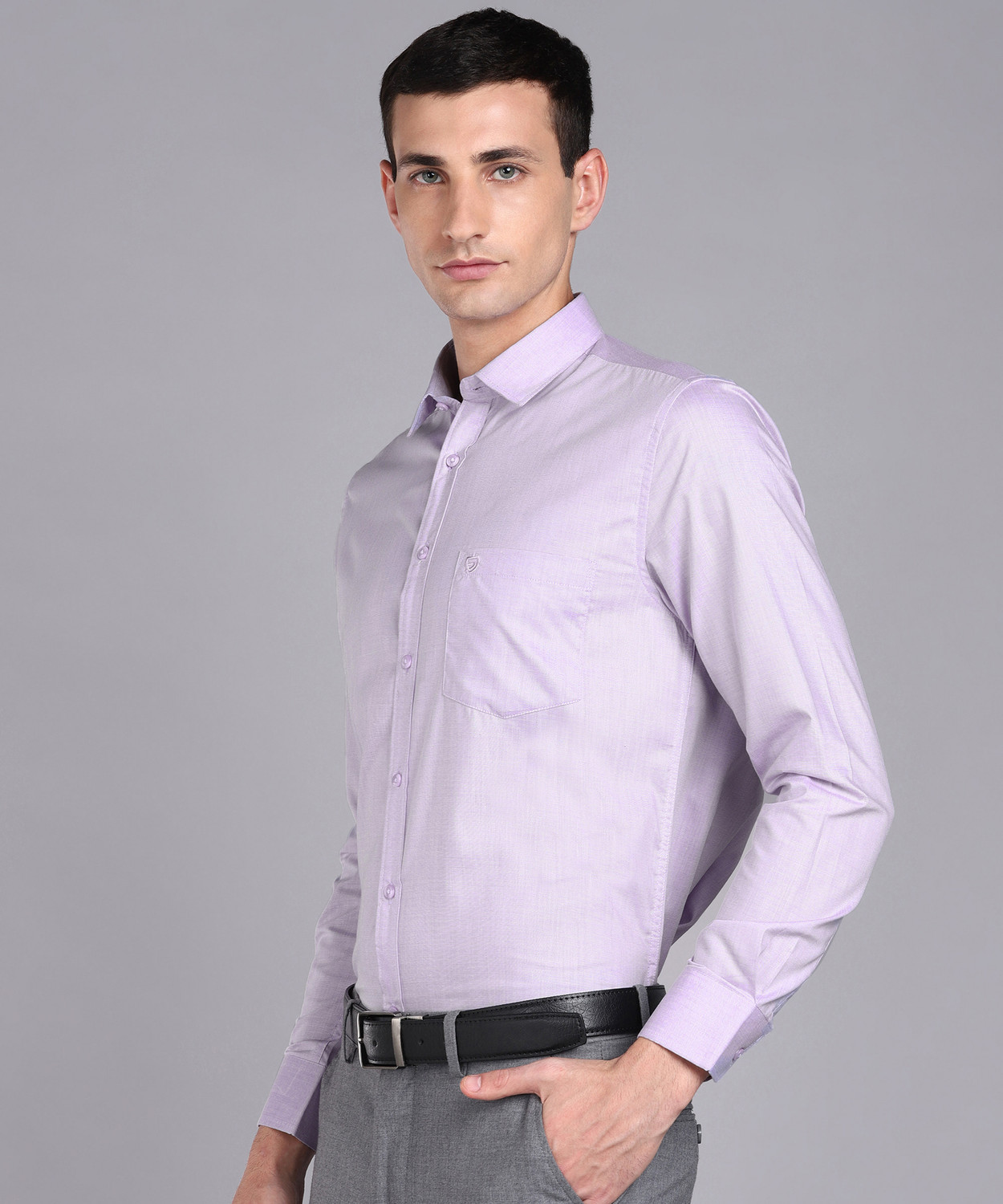 Image of SAM & JACK Men Self Design Formal Purple Shirt