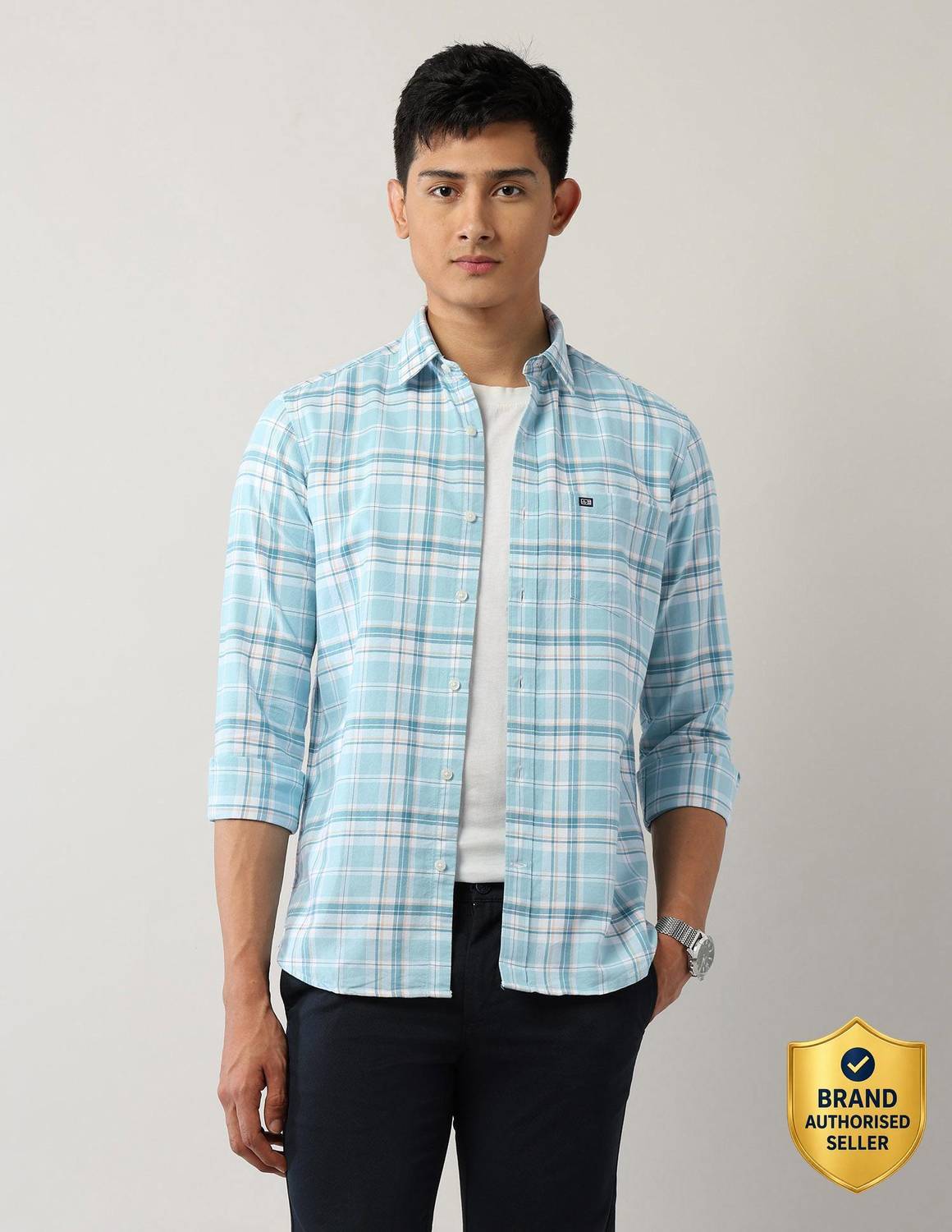 Arrow Sport Men Checkered Casual Blue Shirt