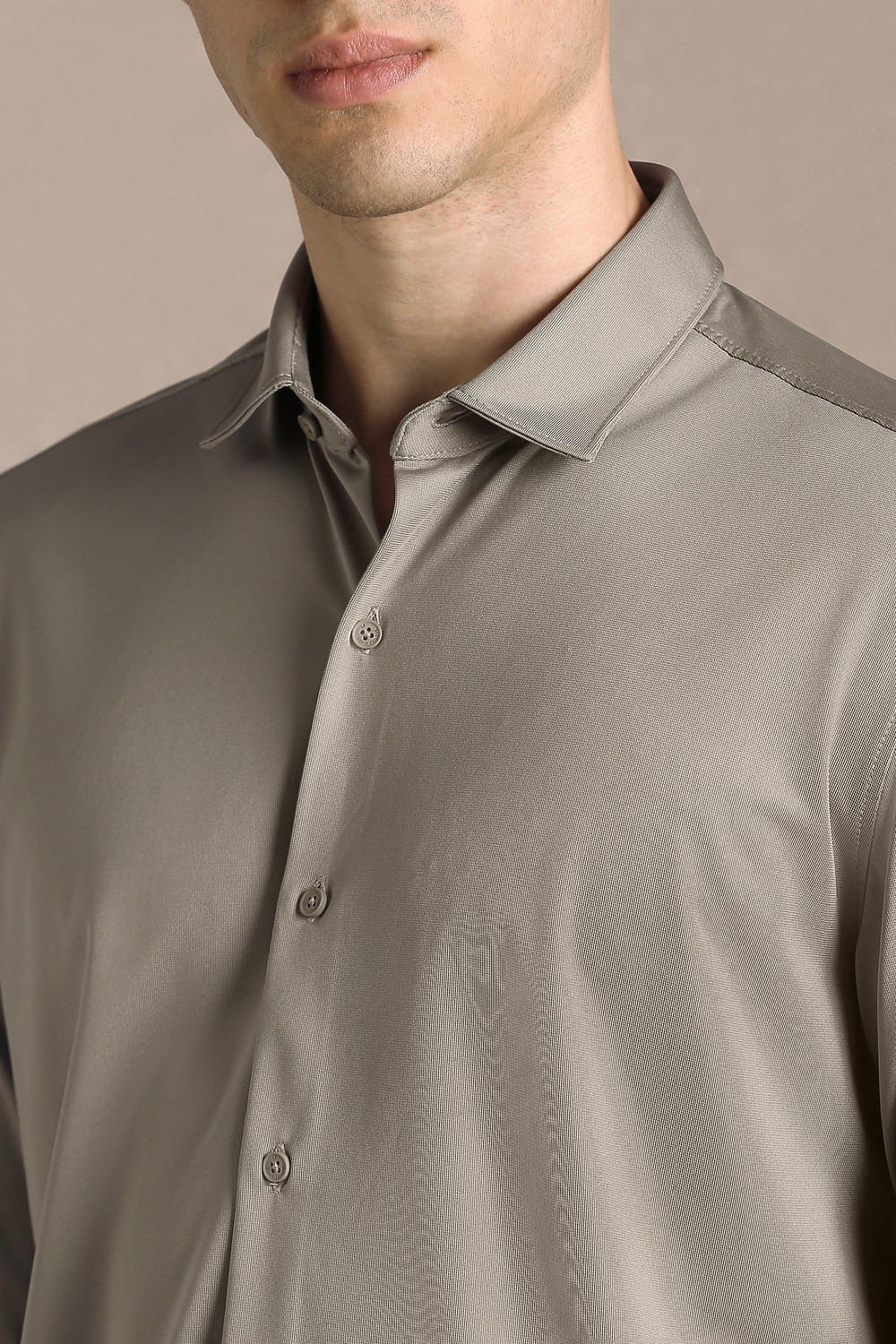 Image of LOUIS PHILIPPE Men Solid Casual Grey Shirt