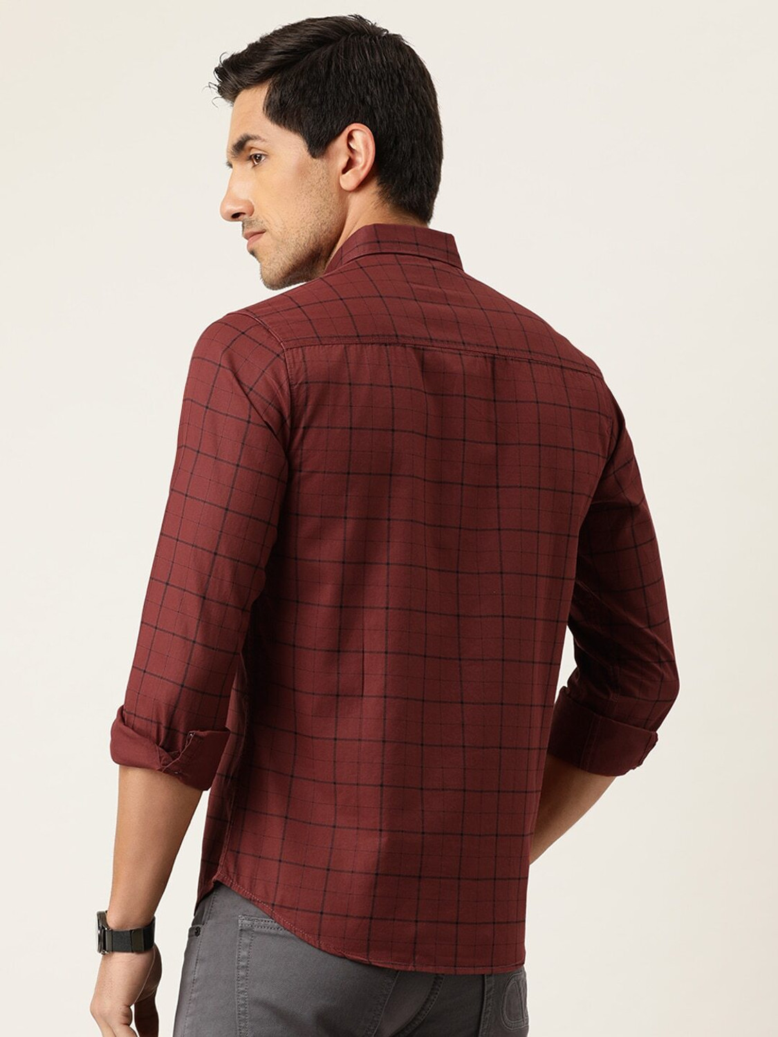 Image of The Indian Garage Co. Men Checkered Casual Brown Shirt