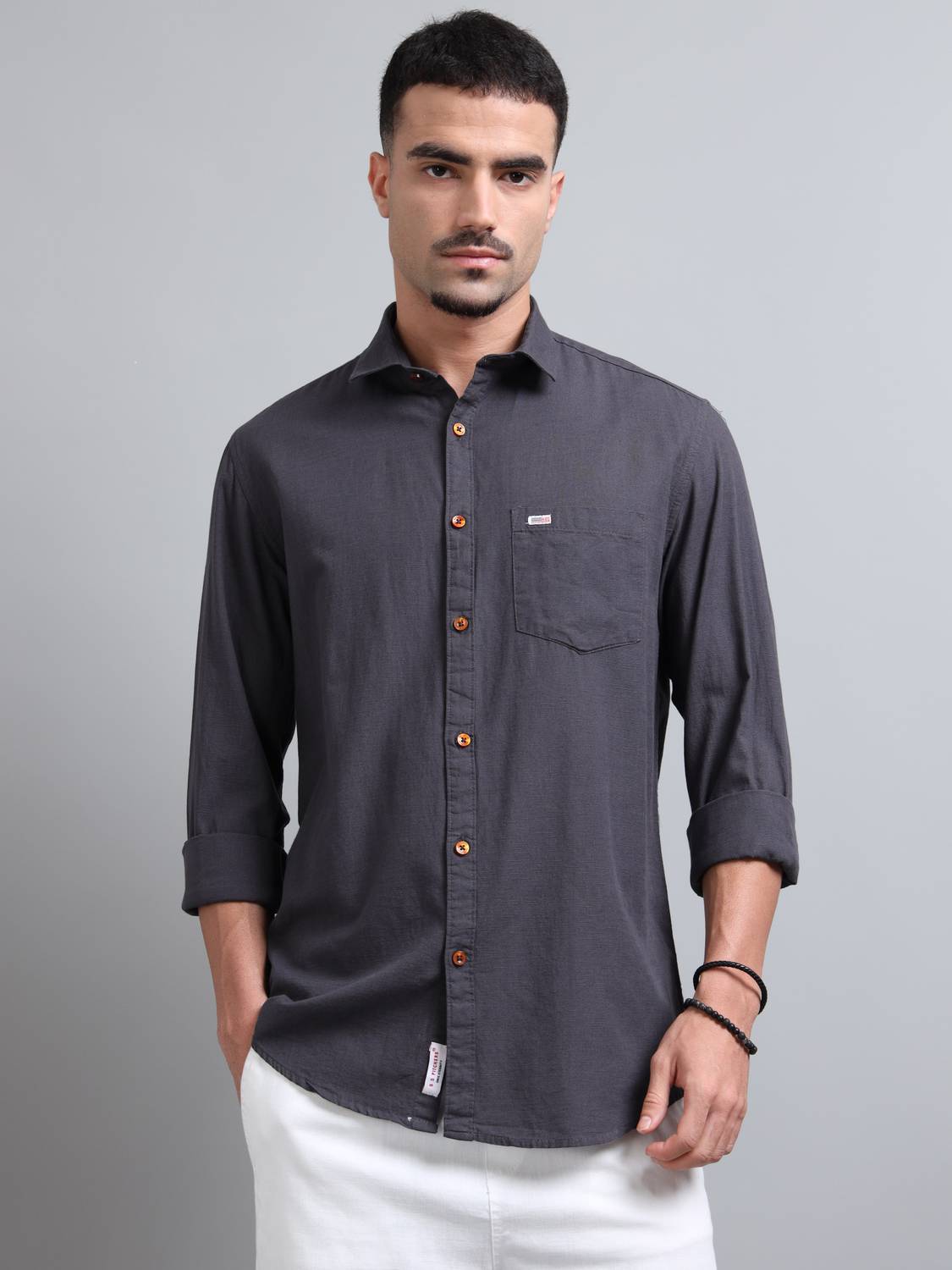 U.S. Pitchers Men Grey Casual Shirt - Image 1