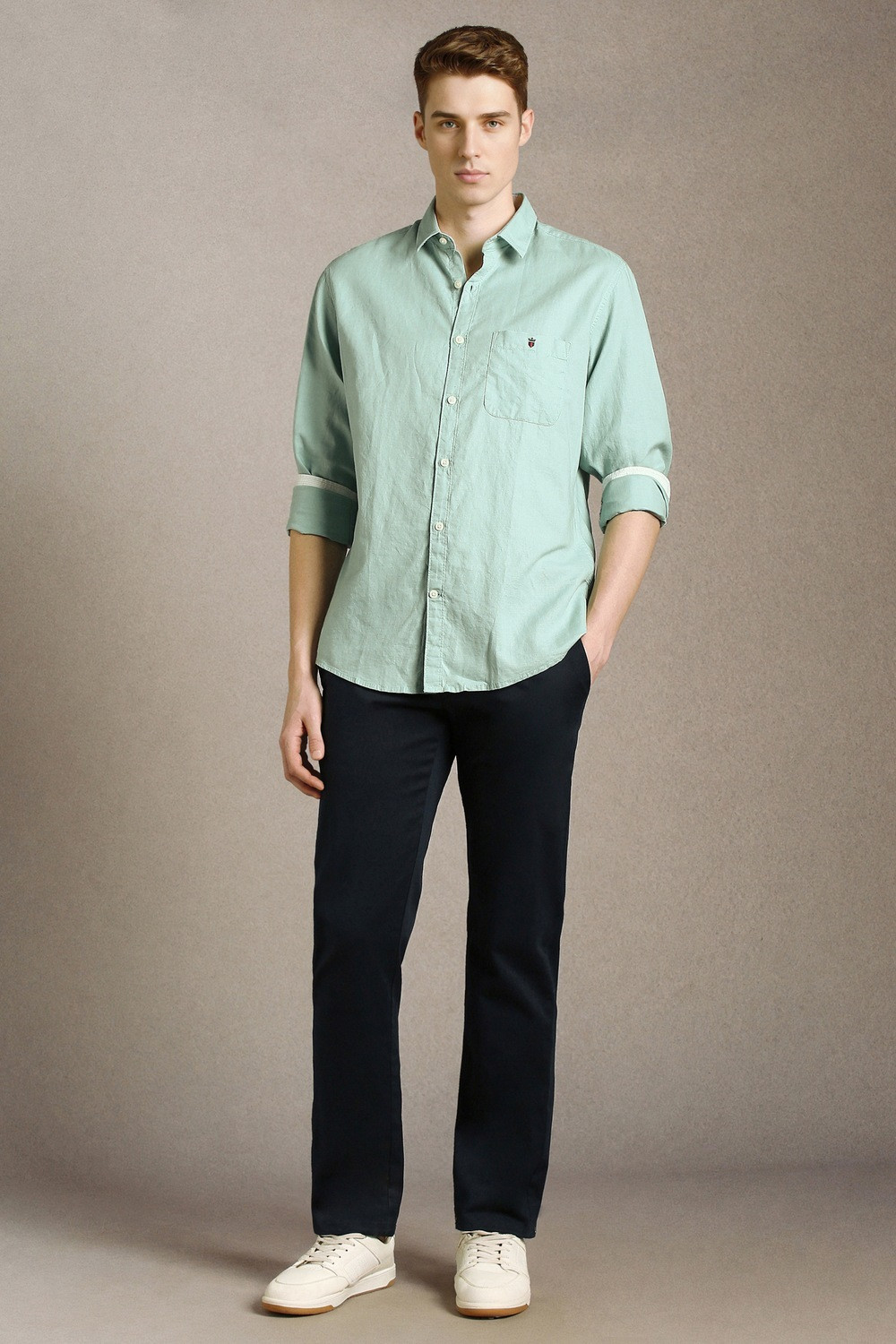Image of LOUIS PHILIPPE Men Slim Fit Solid Casual Shirt
