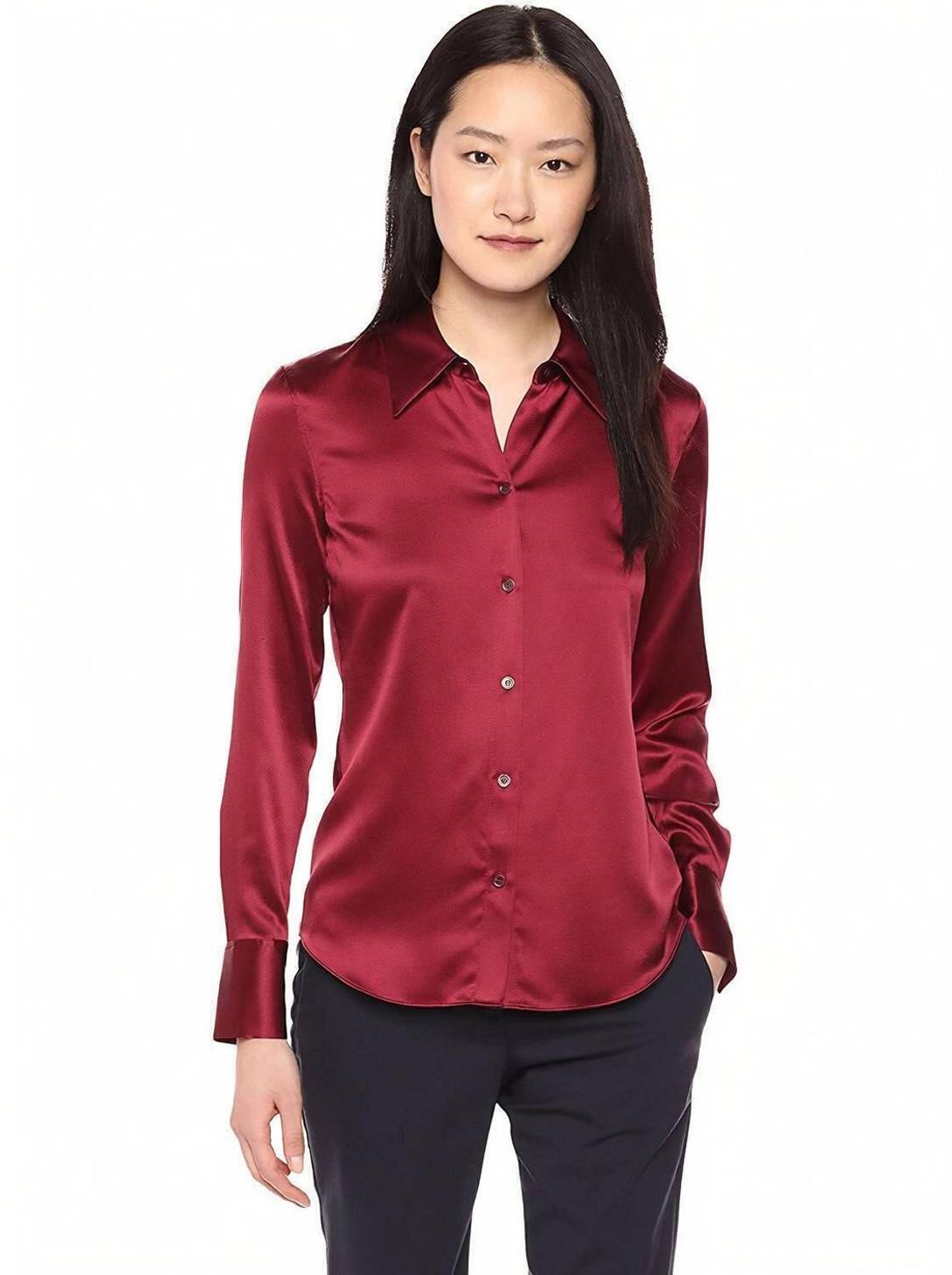 BOWRAIN Women Solid Casual Maroon Shirt