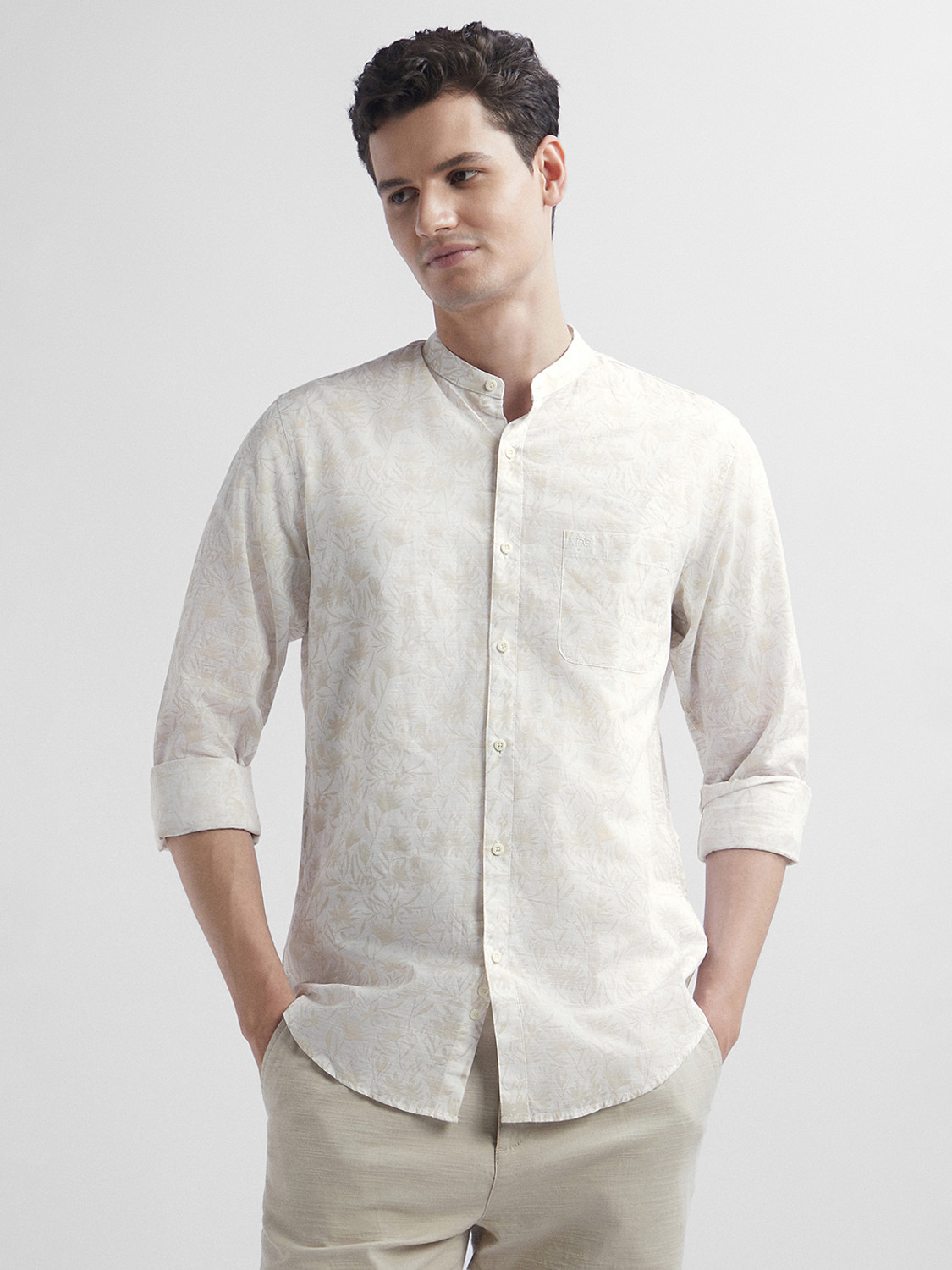 Image of PETER ENGLAND Men Printed Casual White Shirt
