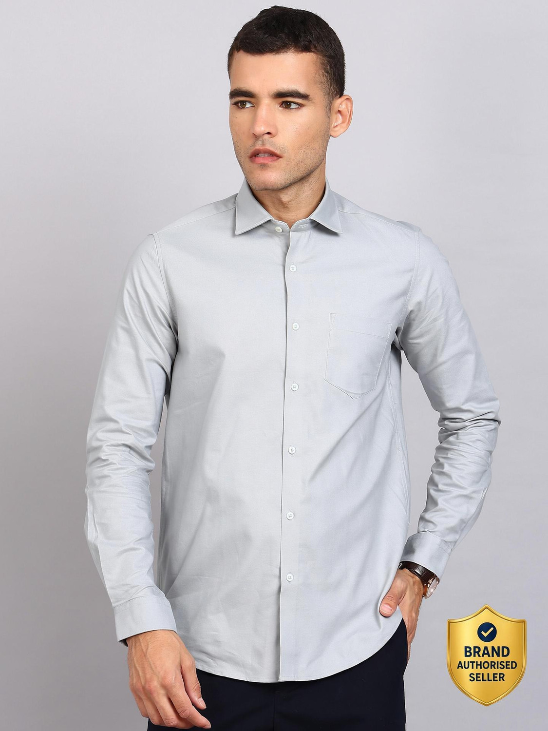 Image of INTEGRITI Men Slim Fit Solid Spread Collar Formal Shirt