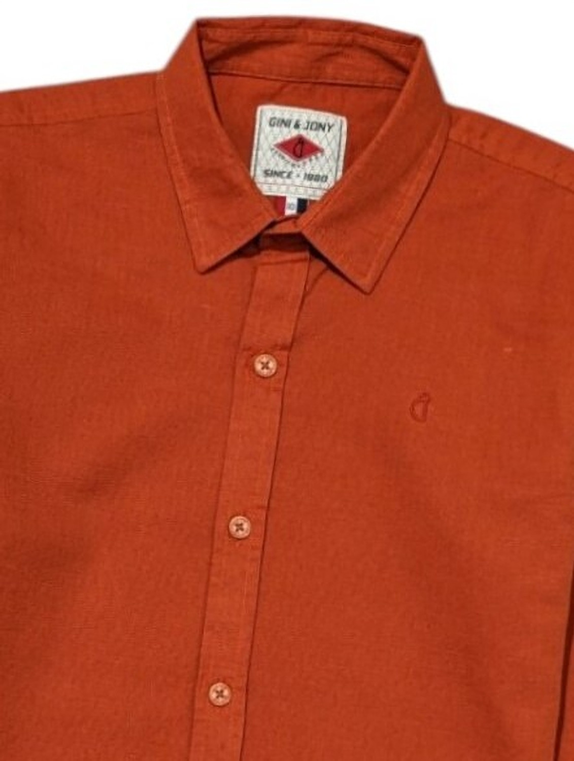 Image of GINI & JONY Boys Solid Casual Orange Shirt