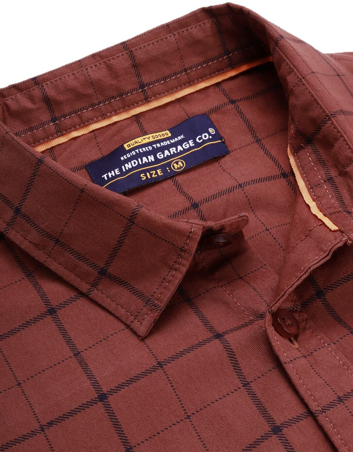 Image of The Indian Garage Co. Men Checkered Casual Brown Shirt