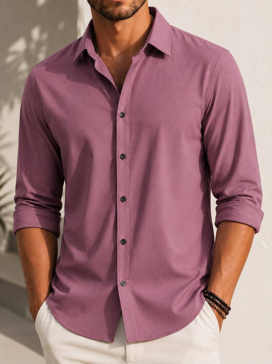 VELLOSTA Men Pink Casual Shirt - Image 1