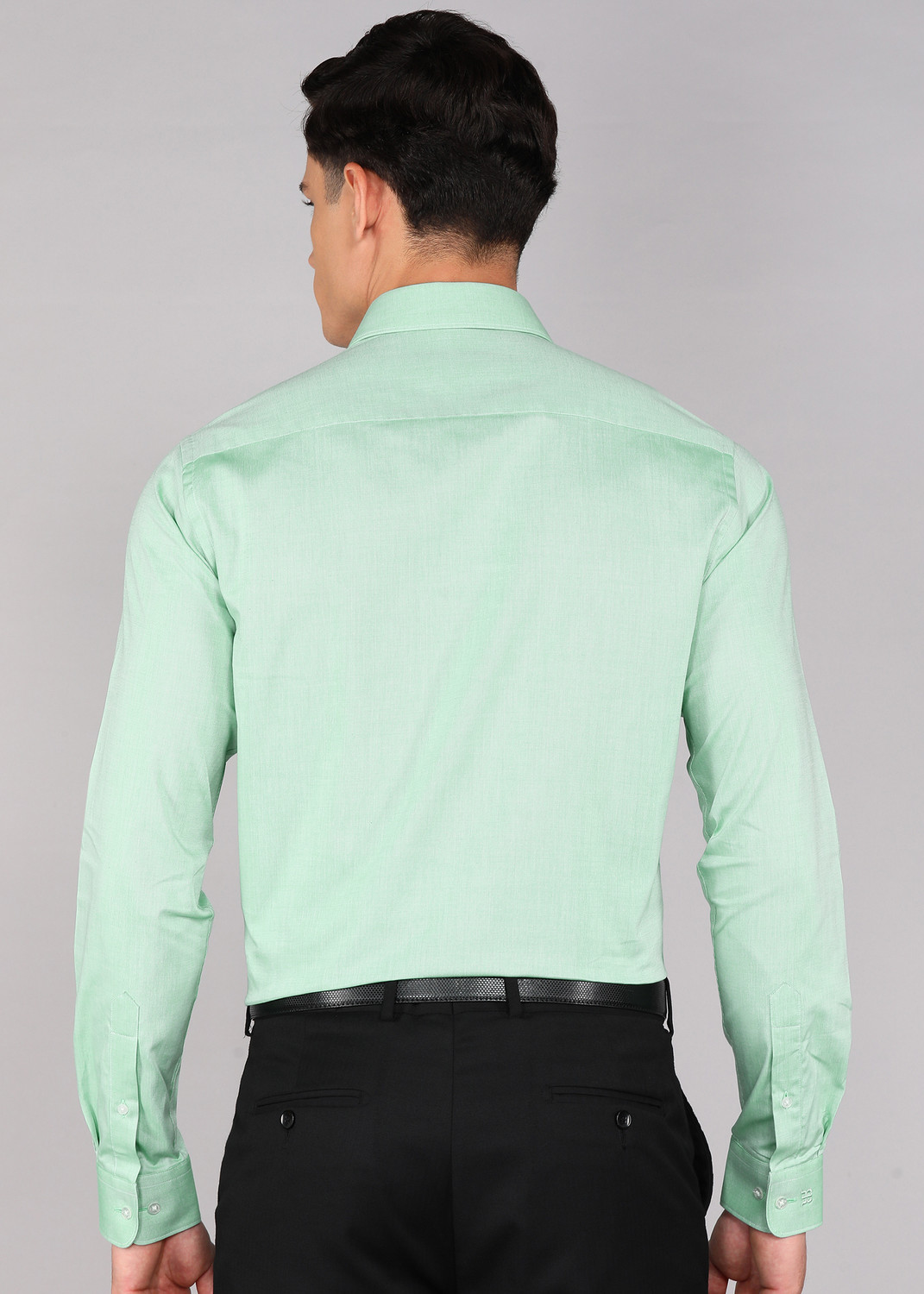 Image of Raymond Men Solid Formal Green Shirt