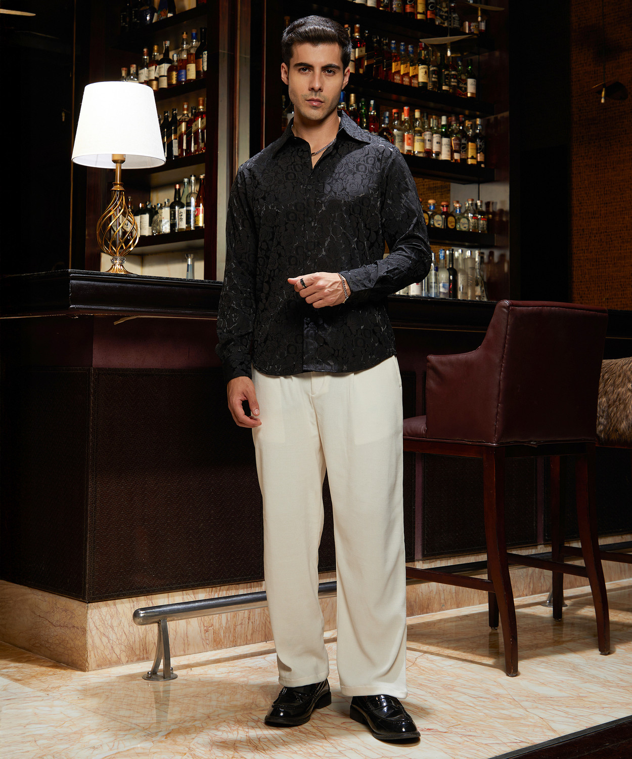 Image of CAHOOT Men Solid Casual Black Shirt
