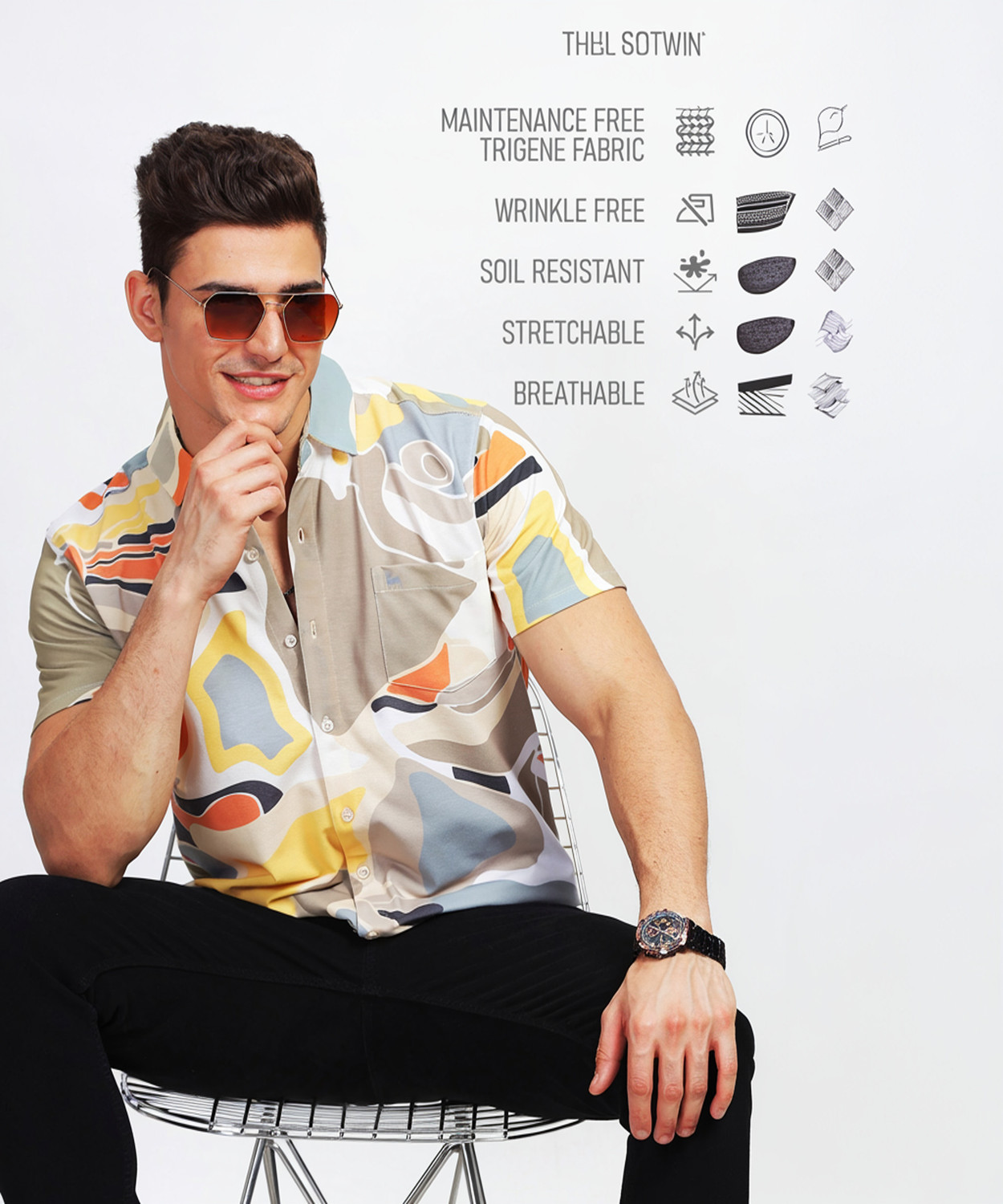 Image of Bullmer Men Printed Casual Multicolor Shirt