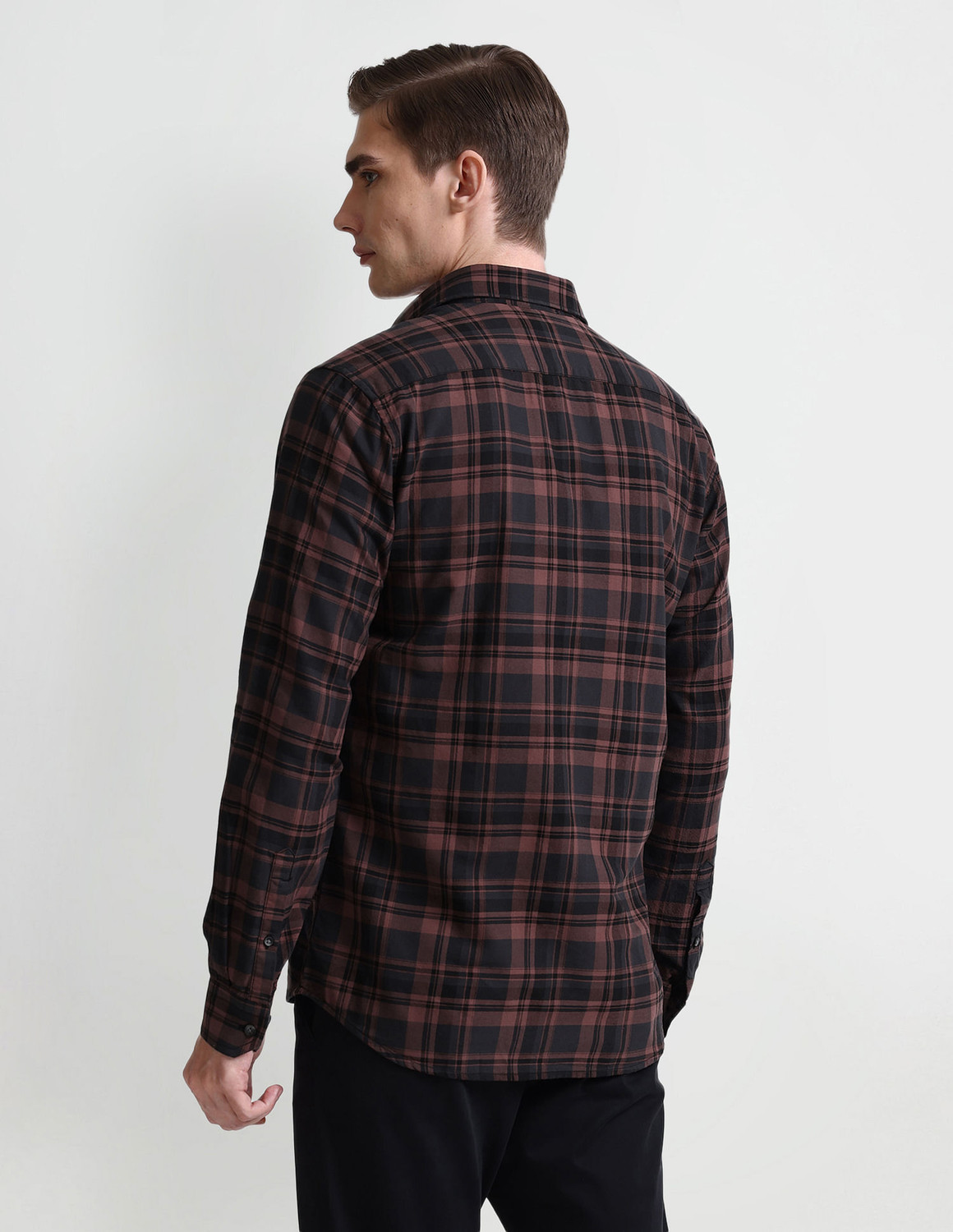Image of ARROW Men Checkered Casual Brown Shirt