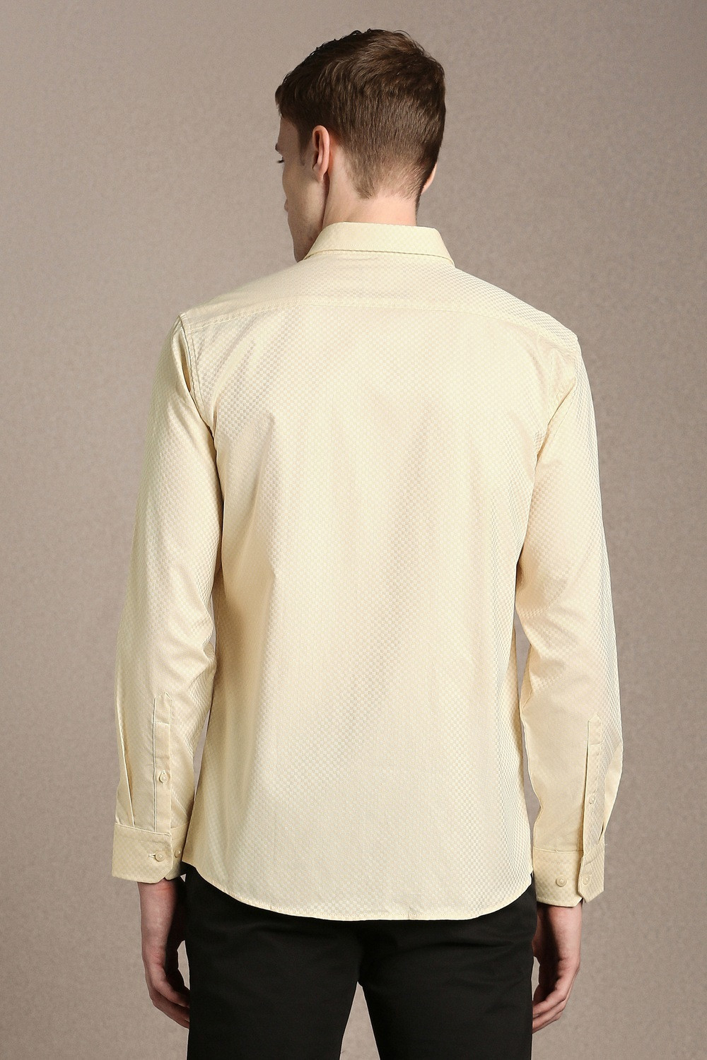 Image of LOUIS PHILIPPE Men Solid Casual Beige Shirt