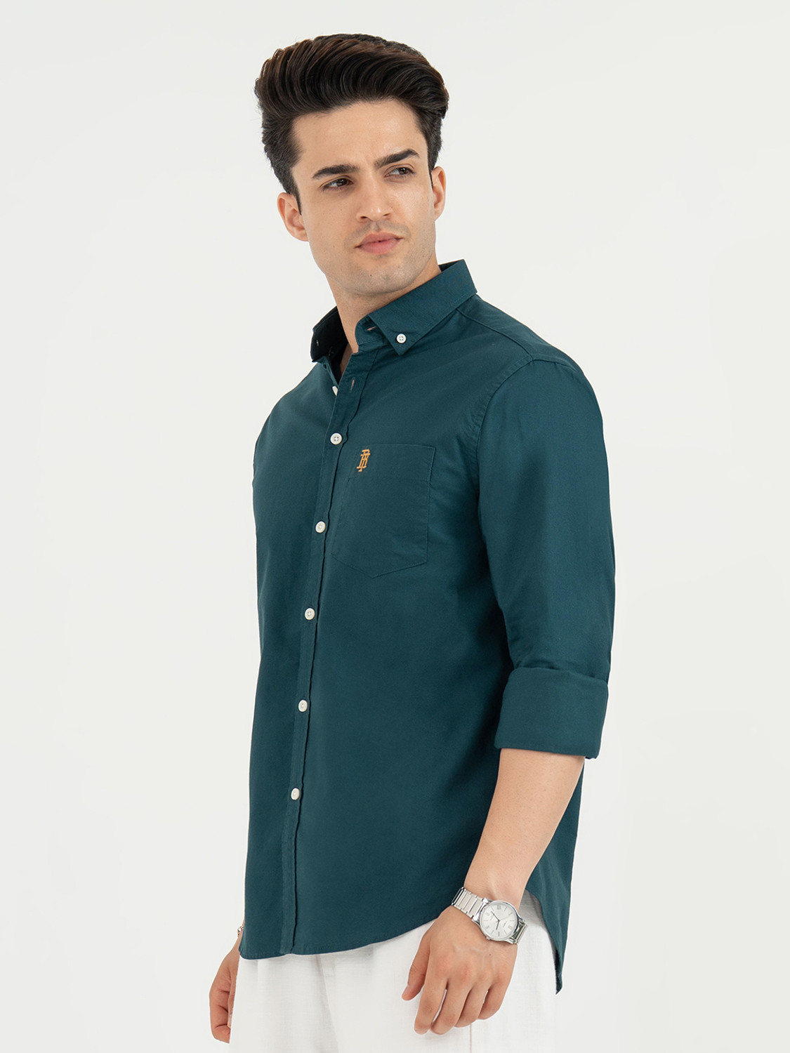 Image of RED TAPE Men Solid Casual Blue Shirt