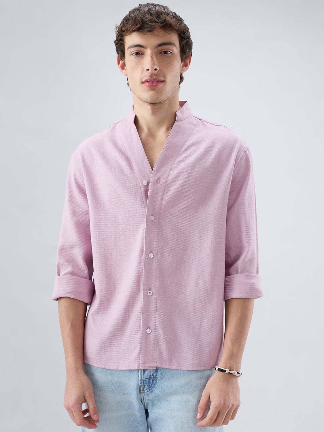VASTRADO Men Solid Casual Pink Shirt - Image 4