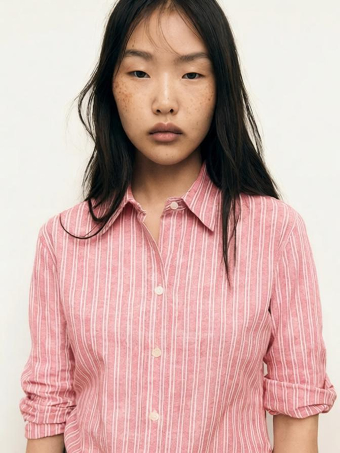 Teesget Women Striped Casual Pink Shirt