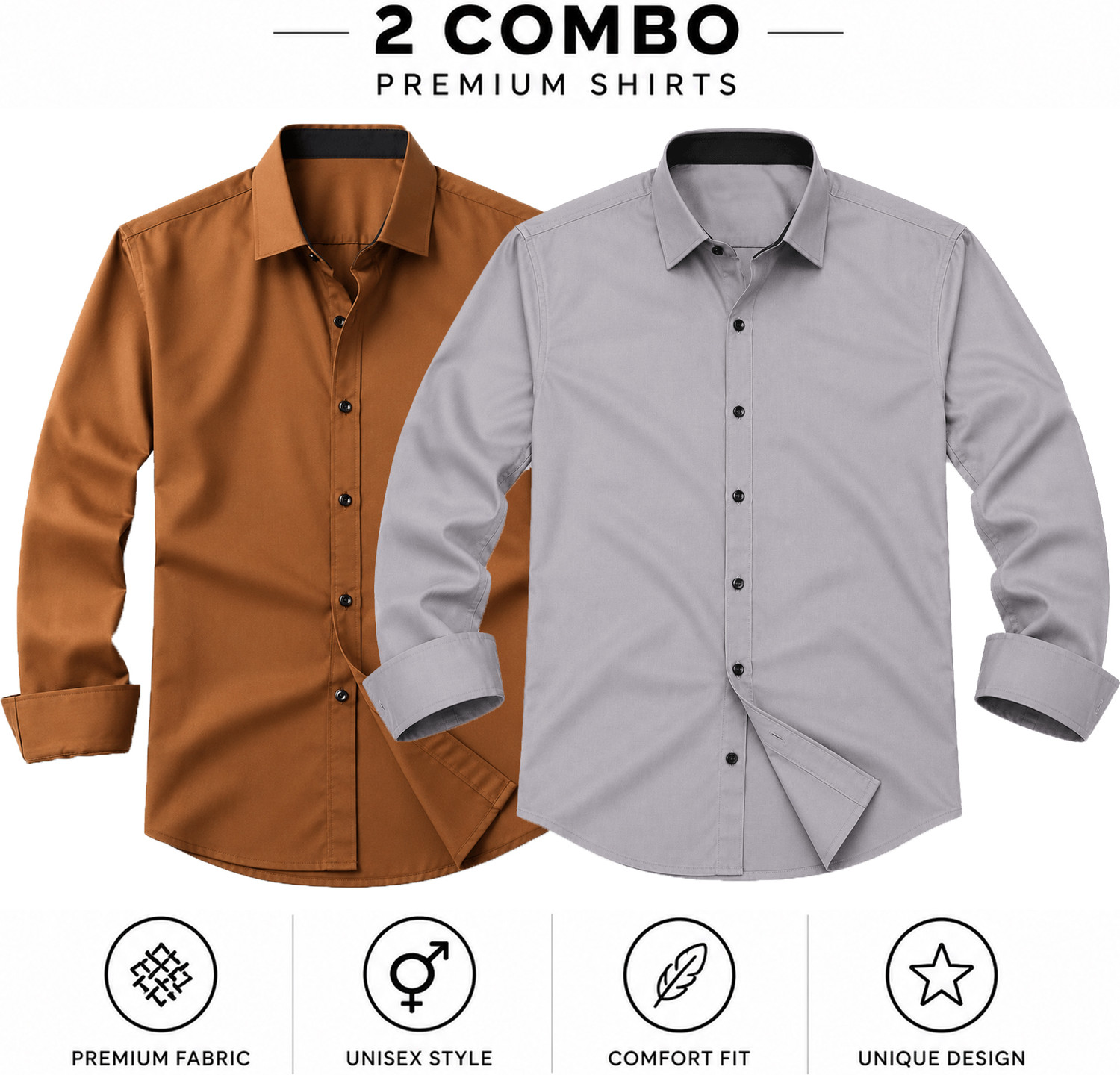 Image of Lonexo Men Solid Casual Brown, Grey Shirt