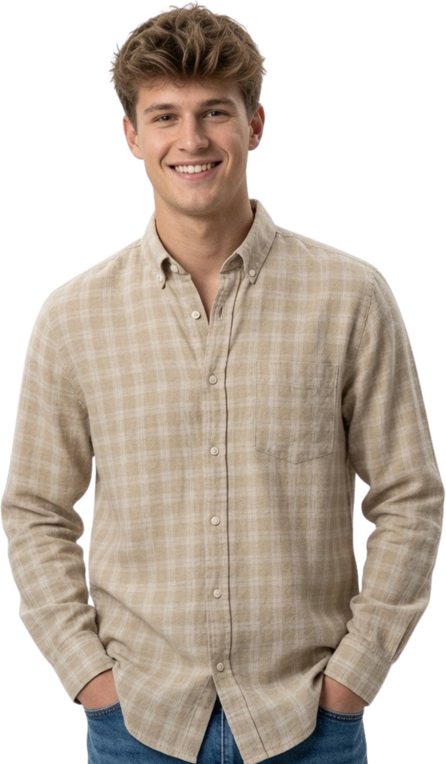 Image of LSD Men Slim Fit Checkered Button Down Collar Casual Shirt