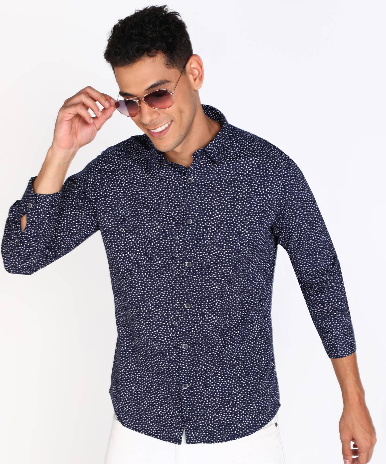BEAT LONDON by Pepe Jeans Men Printed Casual Blue Shirt