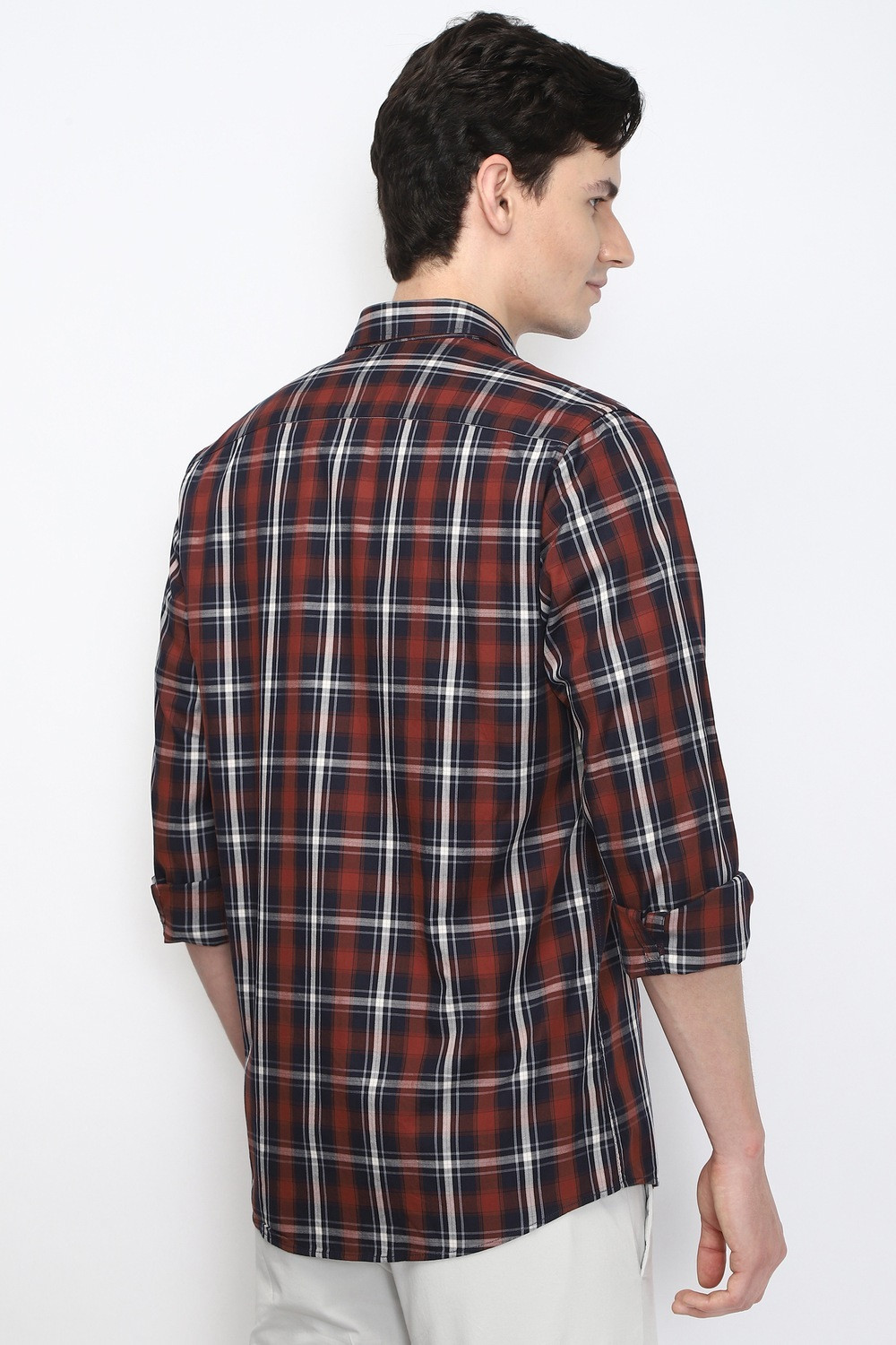 Image of PETER ENGLAND Men Checkered Casual Maroon Shirt