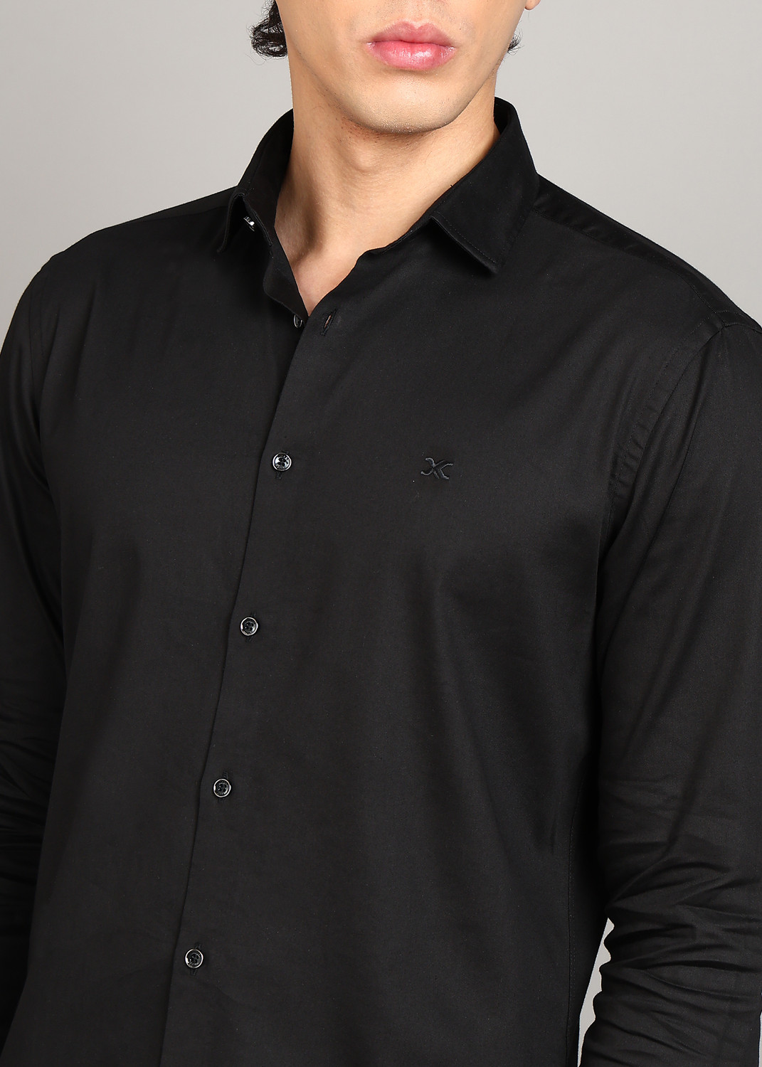 Image of KILLER Men Solid Casual Black Shirt