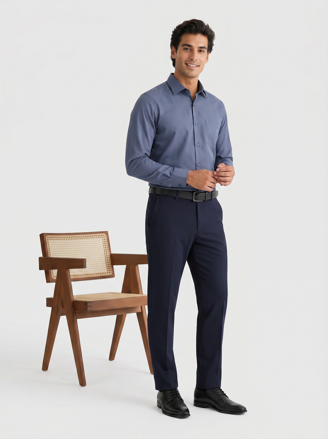 Image of Blackberrys Men Slim Fit Self Design Cut Away Collar Formal Shirt