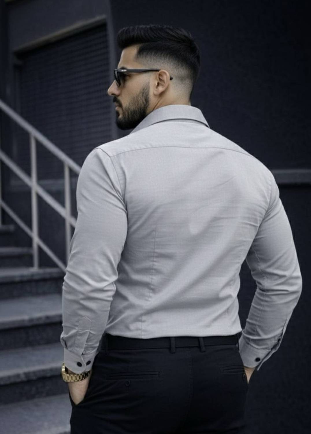 JCOSTA Men Solid Casual Grey Shirt - Image 2