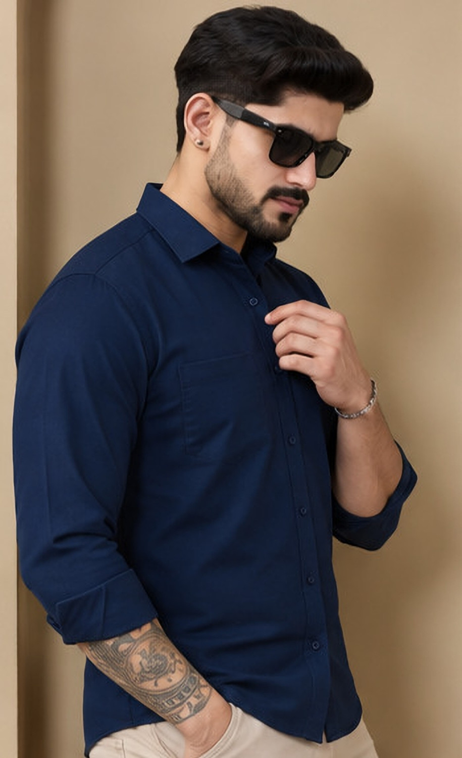 Image of Moda Rapido Men Solid Formal Blue Shirt