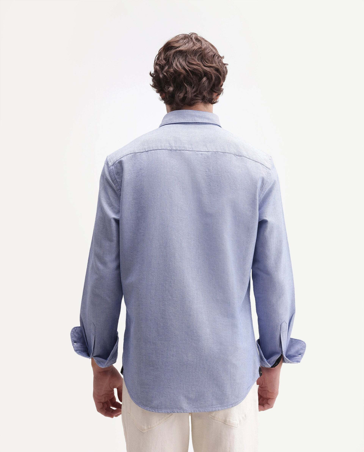 Image of RARE RABBIT Men Solid Casual Blue Shirt