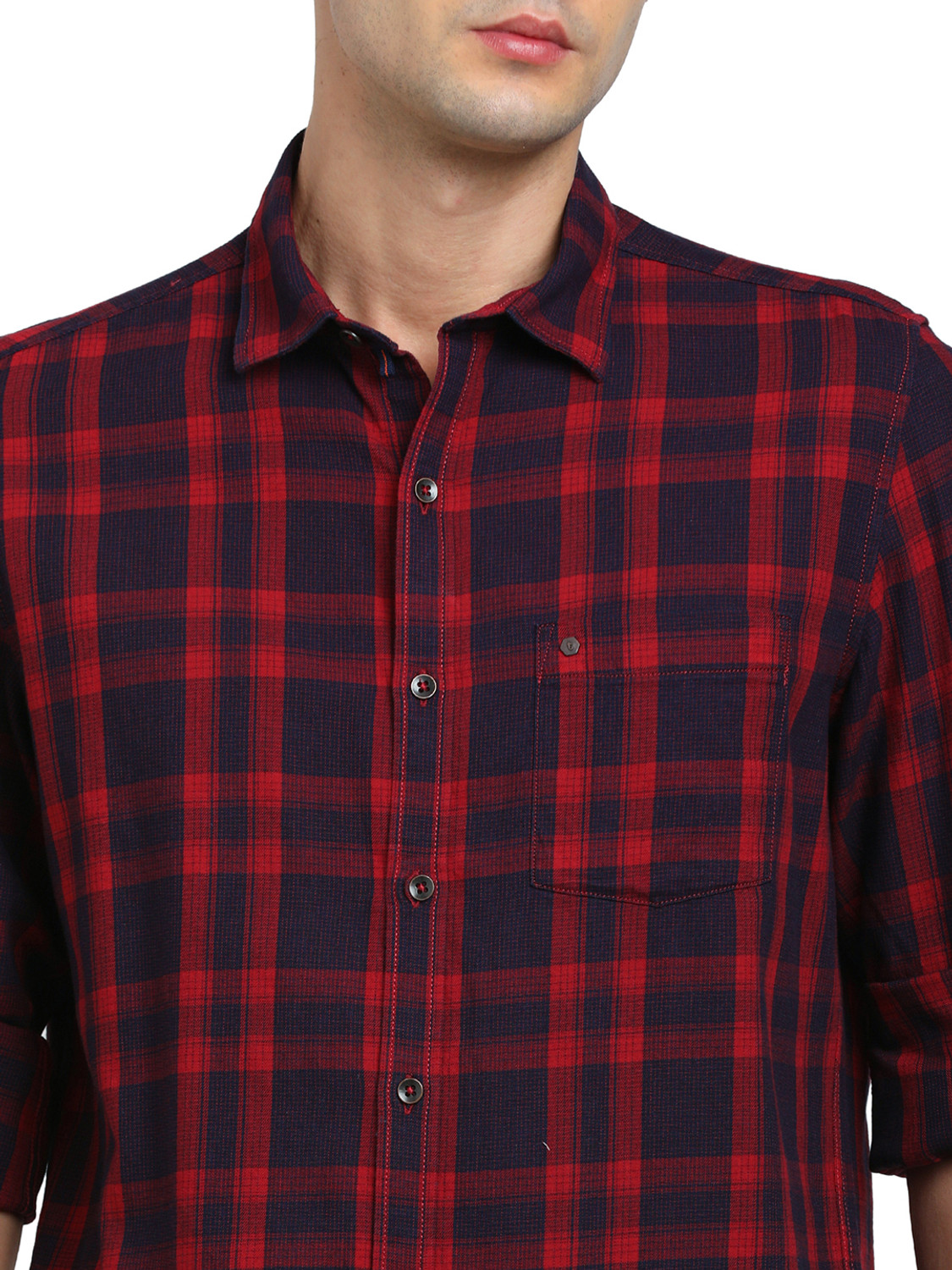 Image of TURTLE Men Checkered Casual Red Shirt