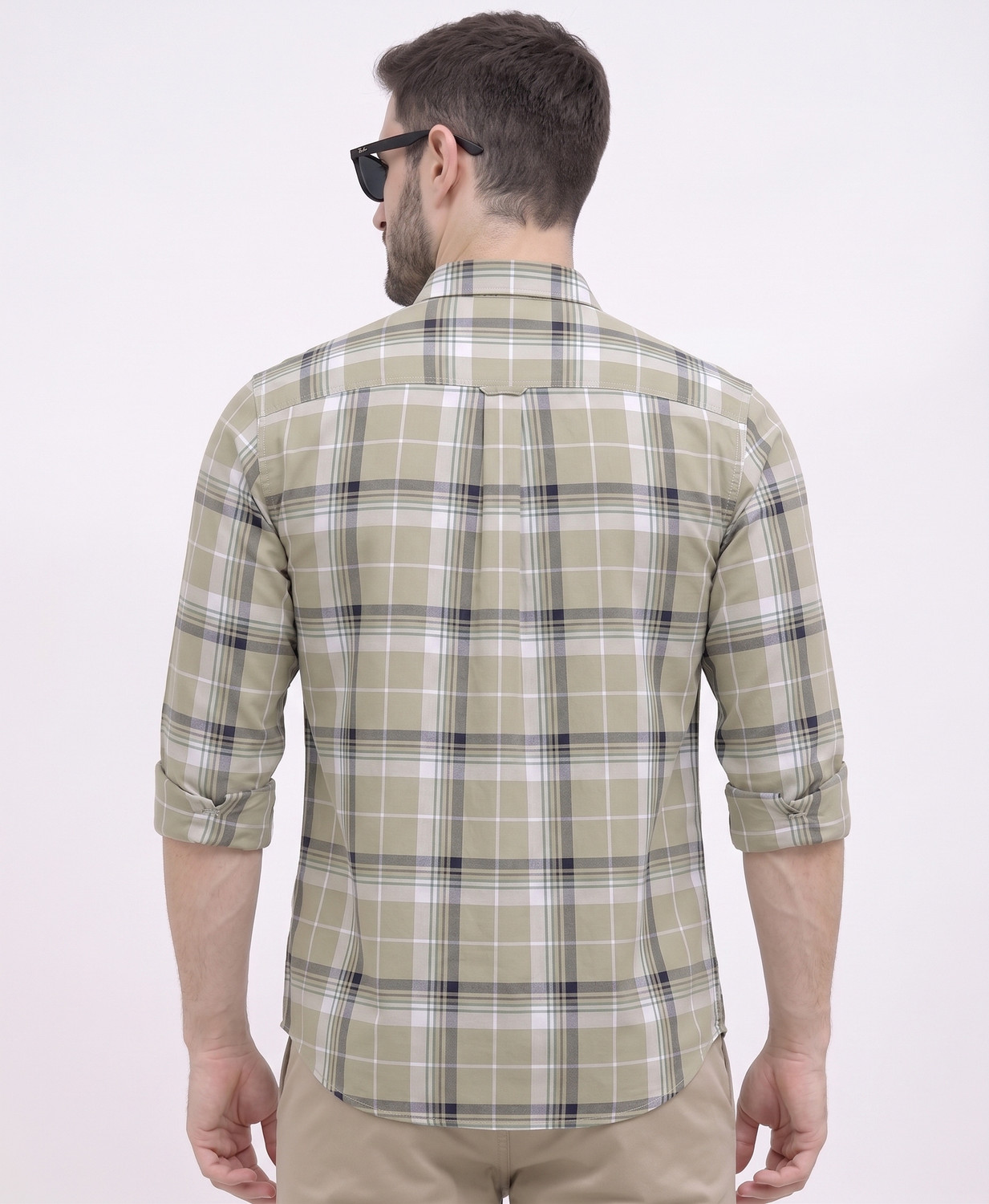 Image of METRONAUT Men Checkered Casual Beige, Multicolor Shirt